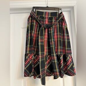 Plaid J Crew factory skirt, black and red, size 6